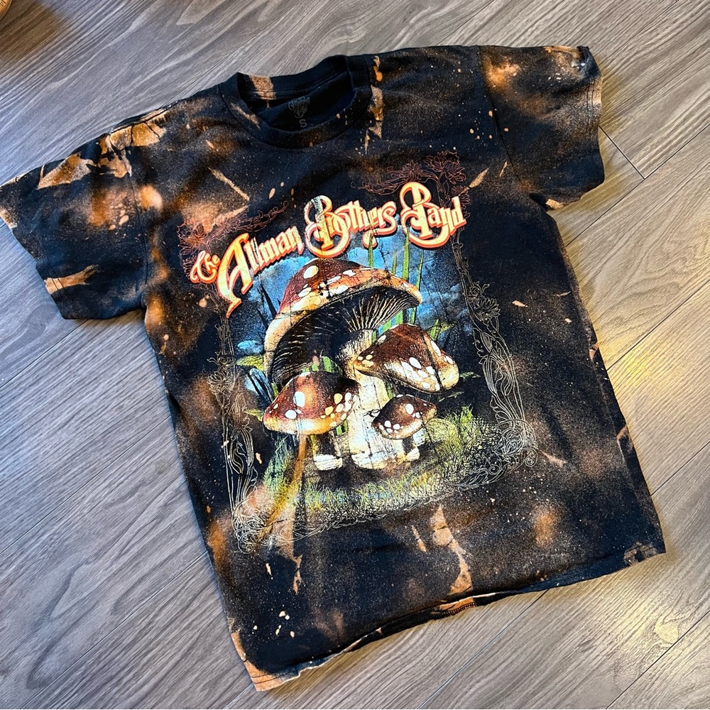 Reworked Allman Bros Tee | Sz S | Bleach Splatter Band Shirt | Vintage Rock